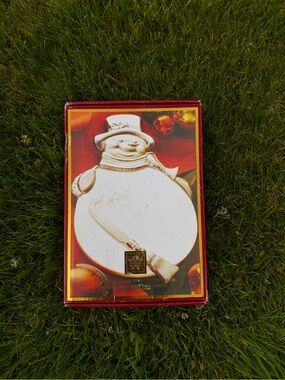 Lenox Red and Gold Snowman Cheese Board